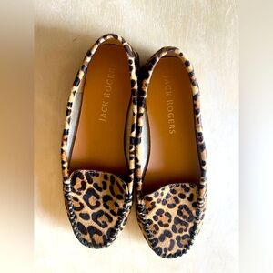 Jack Rogers WOMEN'S MILLIE HAIRCALF MOCCASIN LEOPARD PRINT CASUAL SHOES